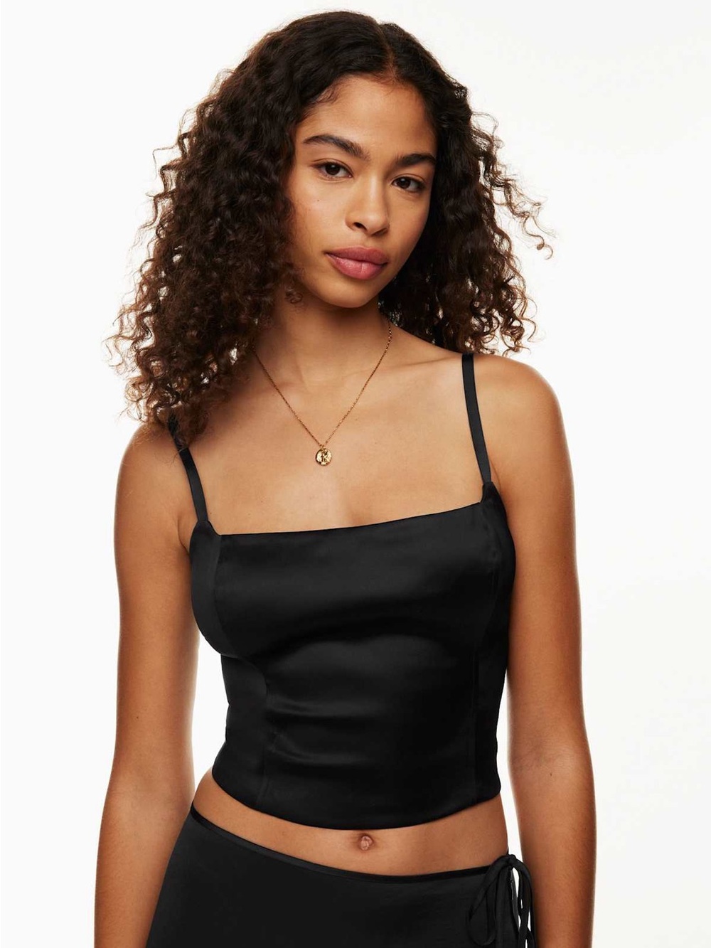 Wilfred Black Satin Square-Neck Bustier Cami